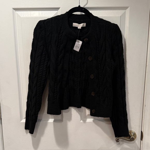 LOFT Sweaters - LOFT Black Cable Knit Cardigan Sweater NWT